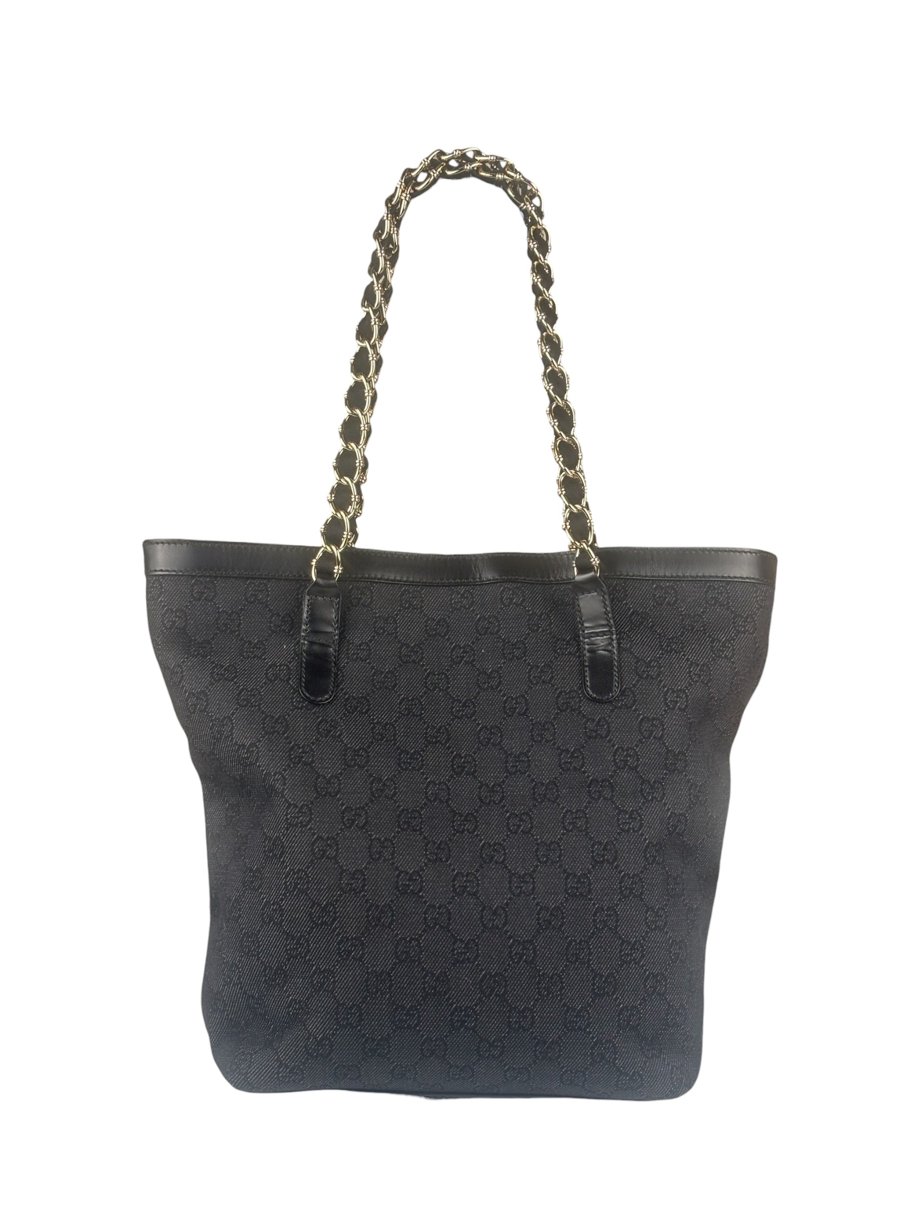 Gucci GG Black Canvas Capri Chain Tote Bag
