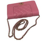 Chanel Pink Lambskin Mademoiselle Flap Wallet On Chain 2018