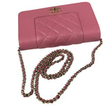 Chanel Pink Lambskin Mademoiselle Flap Wallet On Chain 2018