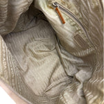 Prada Beige Cloth/Patent Leather Trim Shoulder Bag