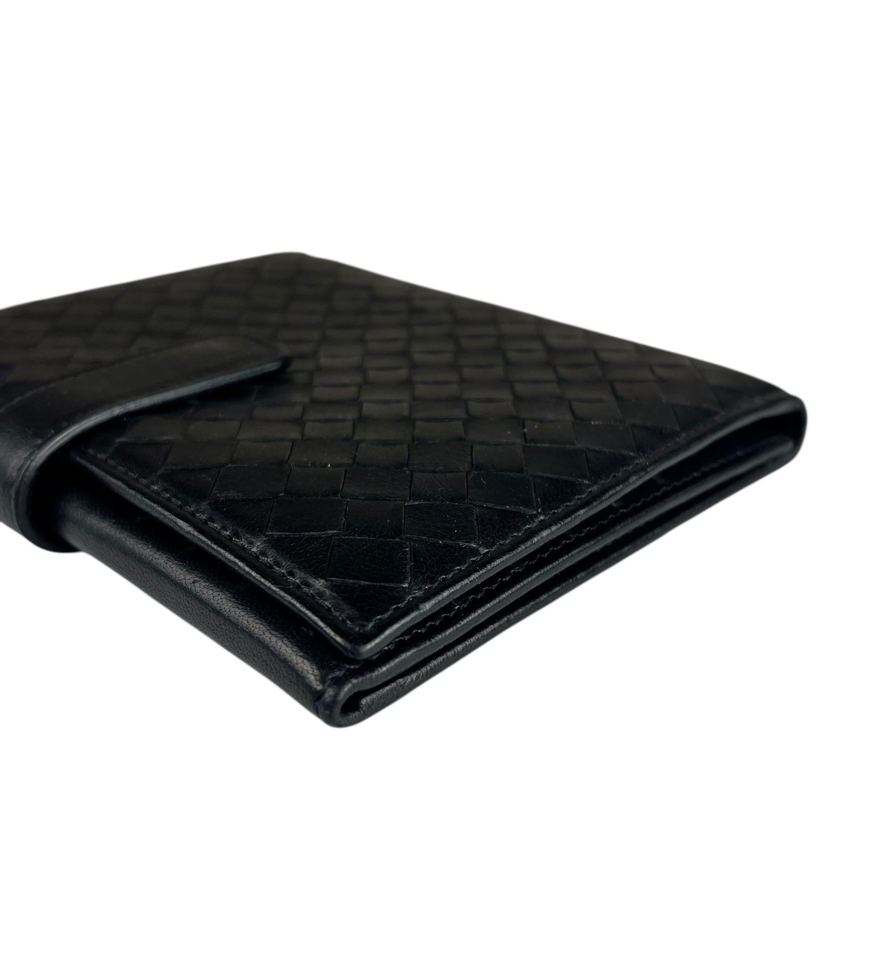 Bottega Veneta Intercciato Black Passport Holder