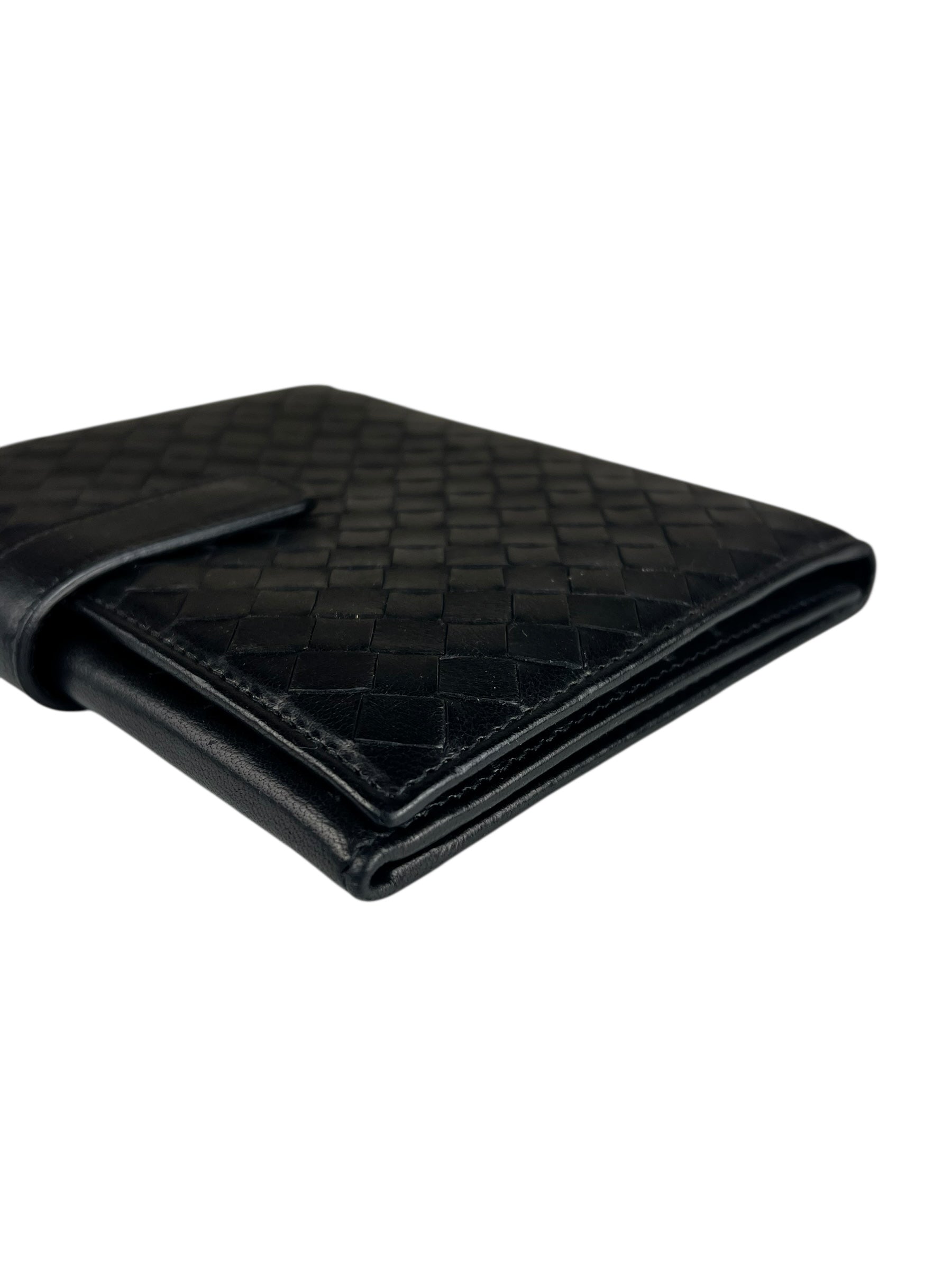 Bottega Veneta Intercciato Black Passport Holder