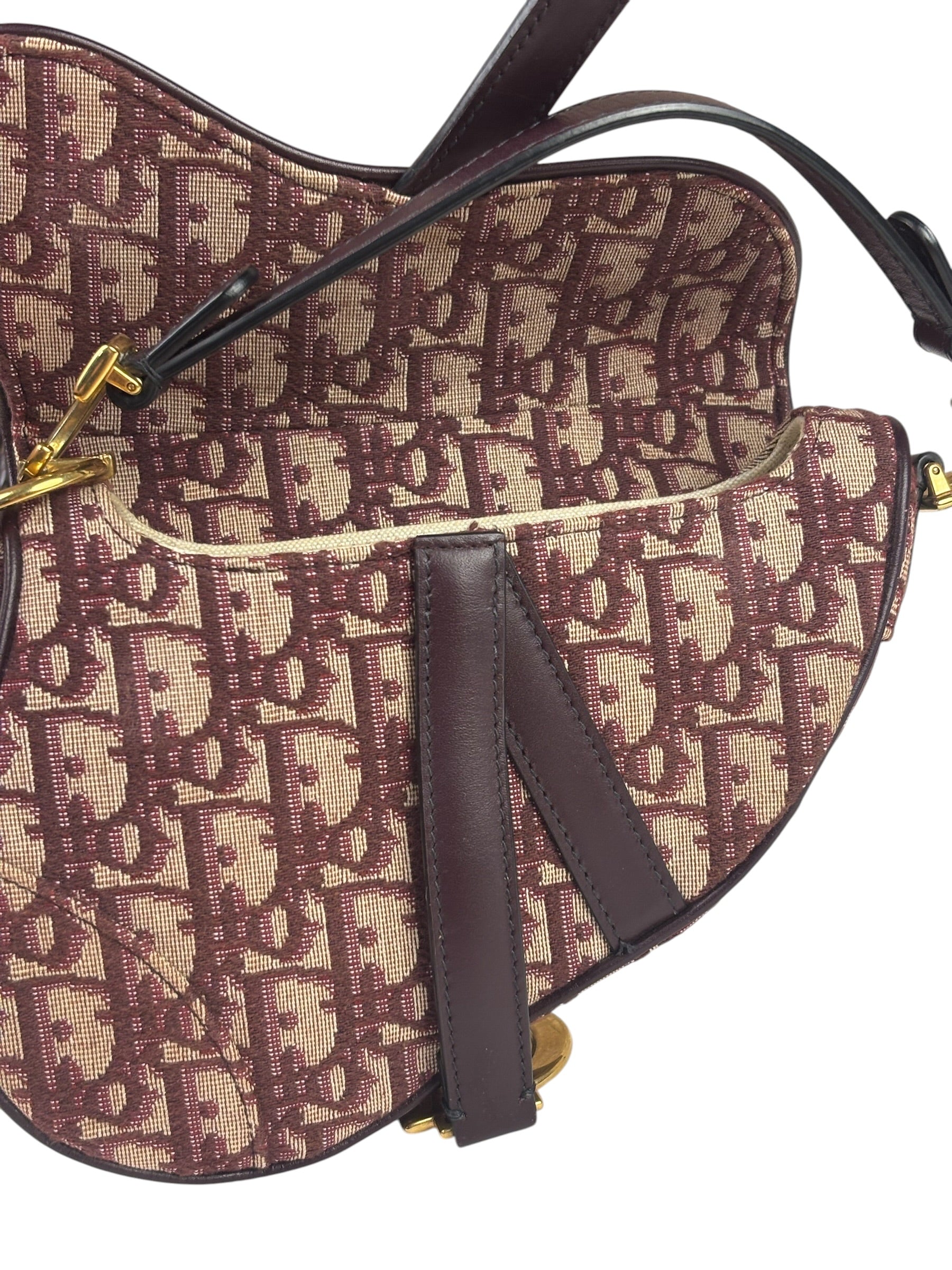 Christian Dior Burgundy Trotter Mini Saddle Bag