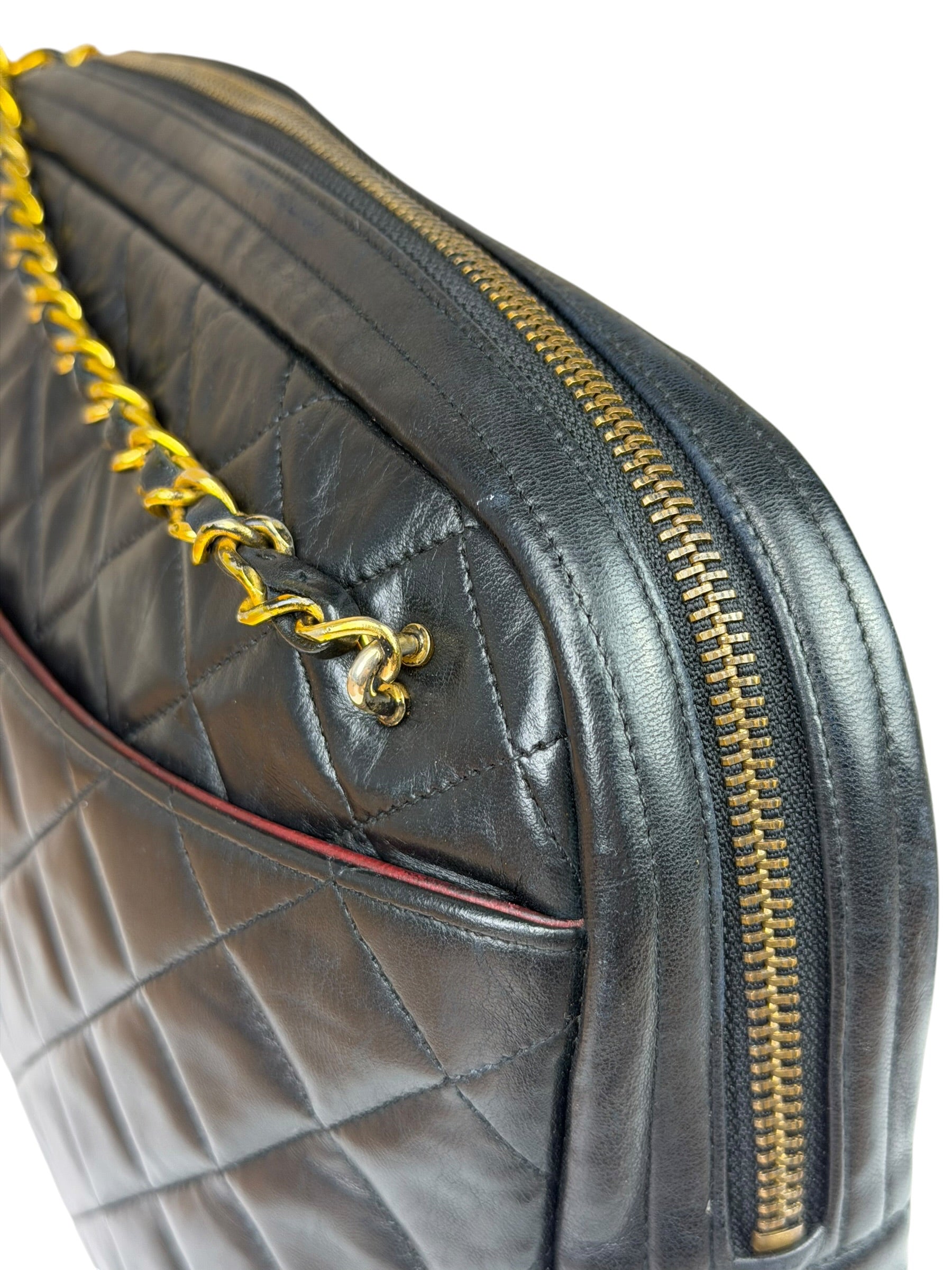 Chanel Black Quilted Lambskin Camera Bag 1989