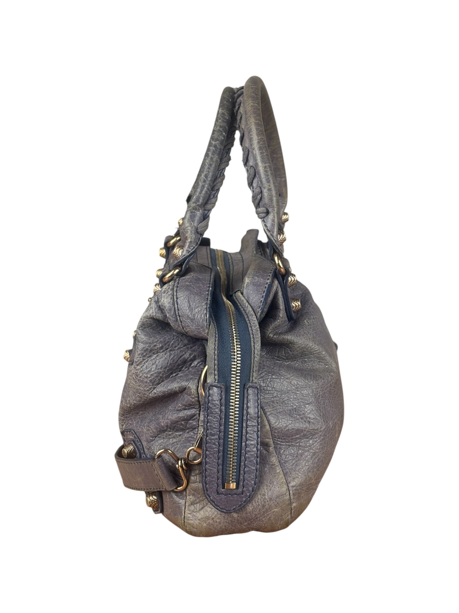 Balenciaga Vintage Distressed Purple Leather City Bag