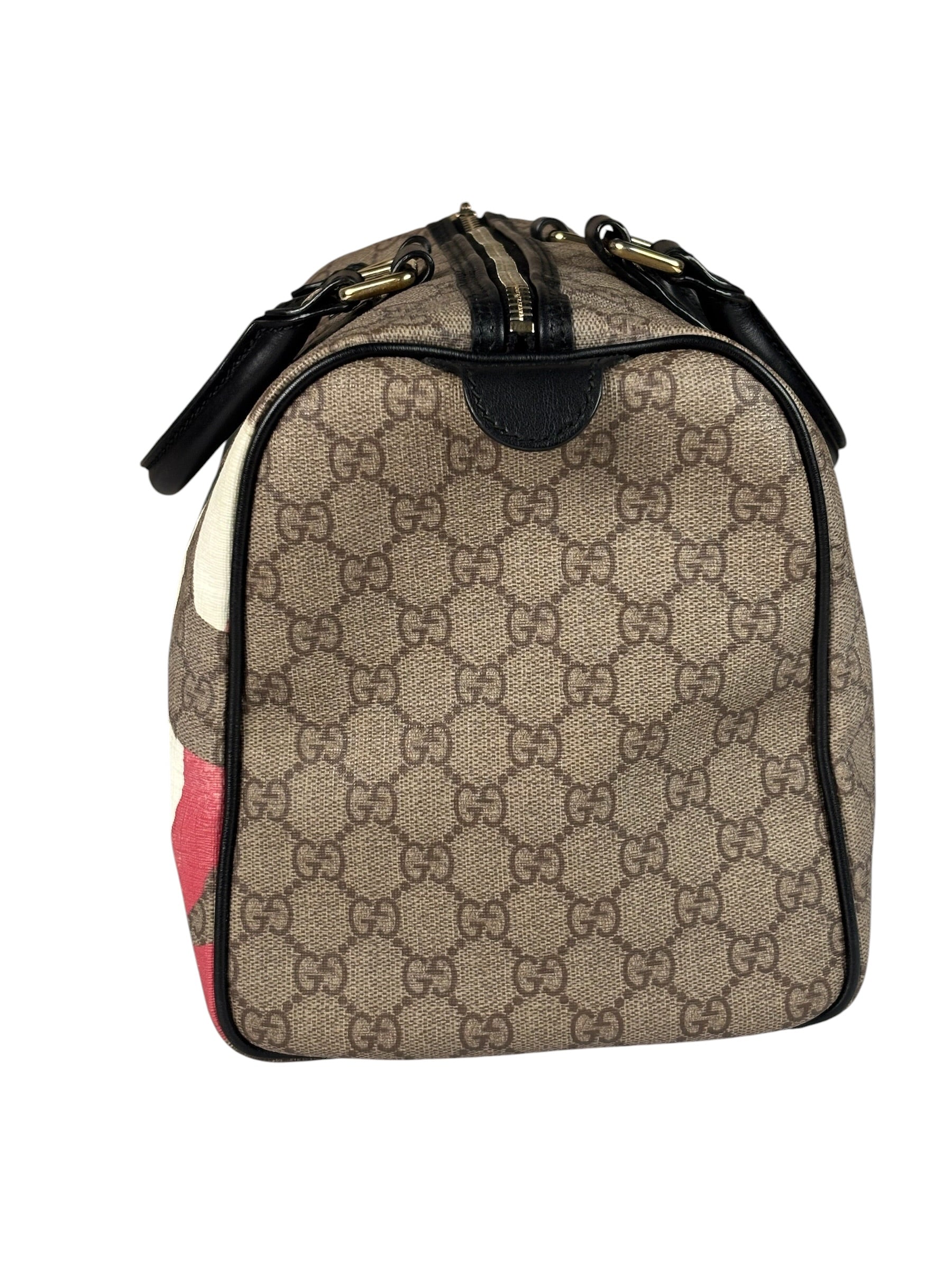 Gucci Beige Leather Gg Supreme Italian Flag Joy Boston Bag