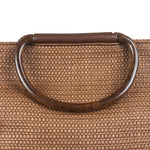 Chanel Vintage Brown Woven Straw Raffia Wooden Top Handle Handbag 2001