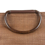 Chanel Vintage Brown Woven Straw Raffia Wooden Top Handle Handbag 2001