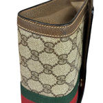 Gucci Brown Leather GG Supreme Web Stripe Clutch