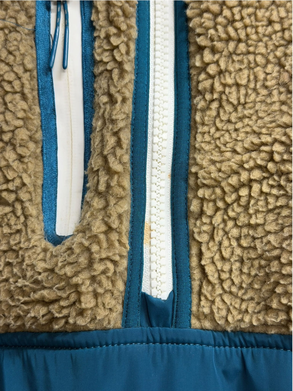 Coach Black/Blue/Beige Nylon Deep Pile Fleece Hooded Jacket