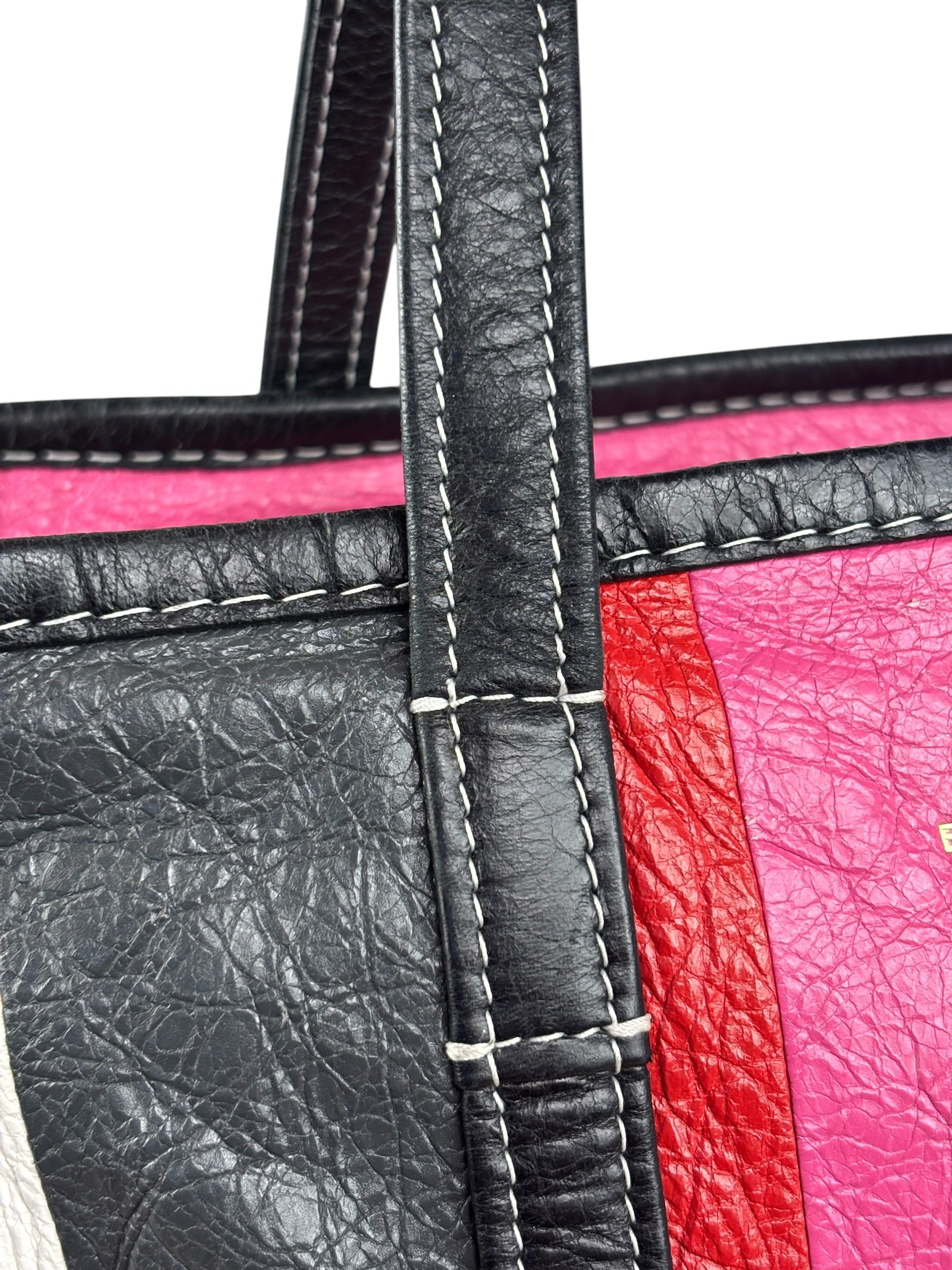 Balenciaga Multi-Color Vertical Stripe Bazar Shopper Two-Way Bag