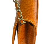 Chanel Orange Pythonskin Flap Wallet On Chain 2013