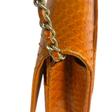 Chanel Orange Pythonskin Flap Wallet On Chain 2013