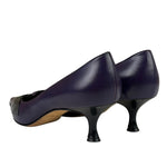 Manolo Blahnik Purple/Black Bow Kitten Heels