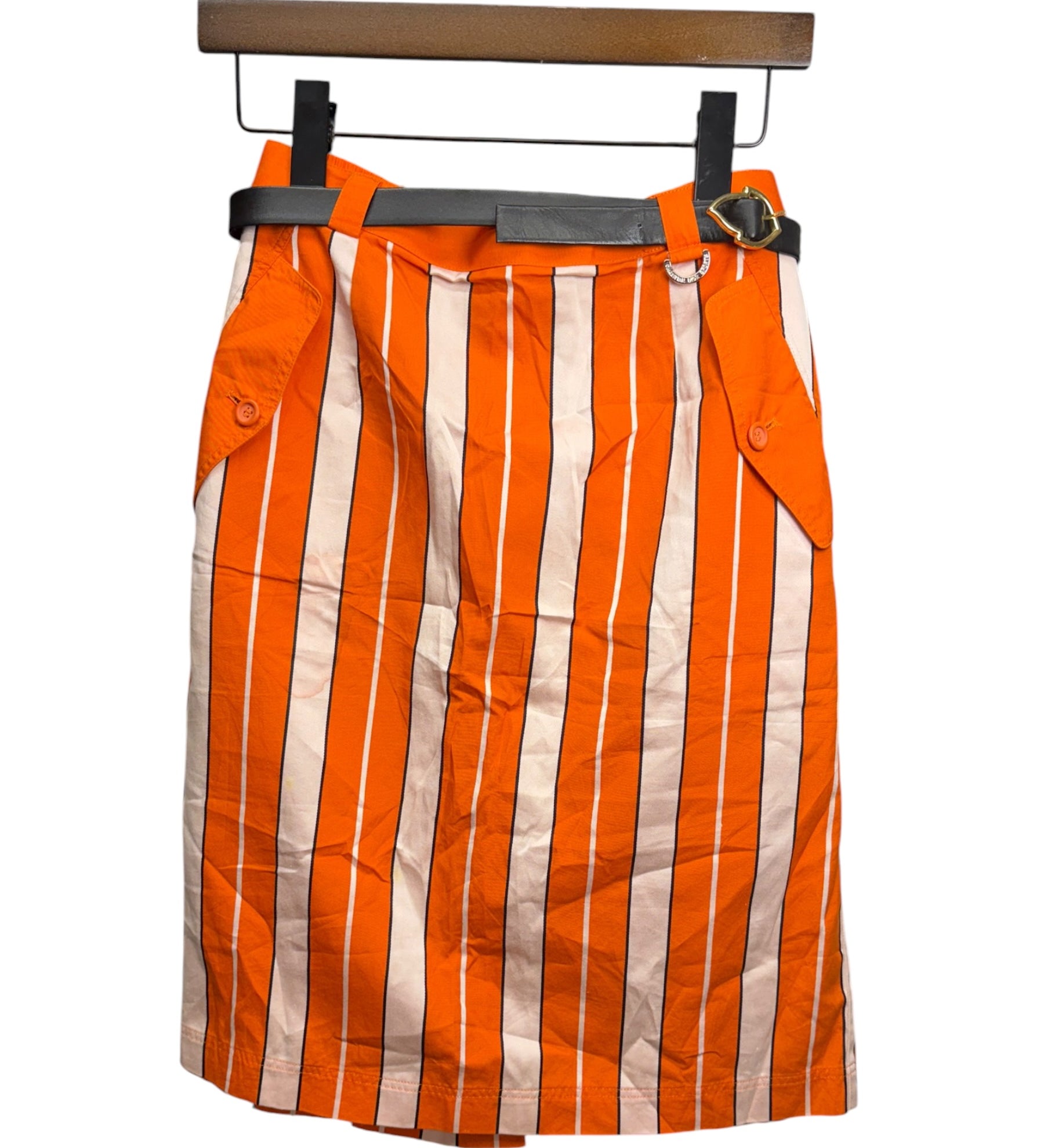 Christian Dior White/Orange Stripped Skirt
