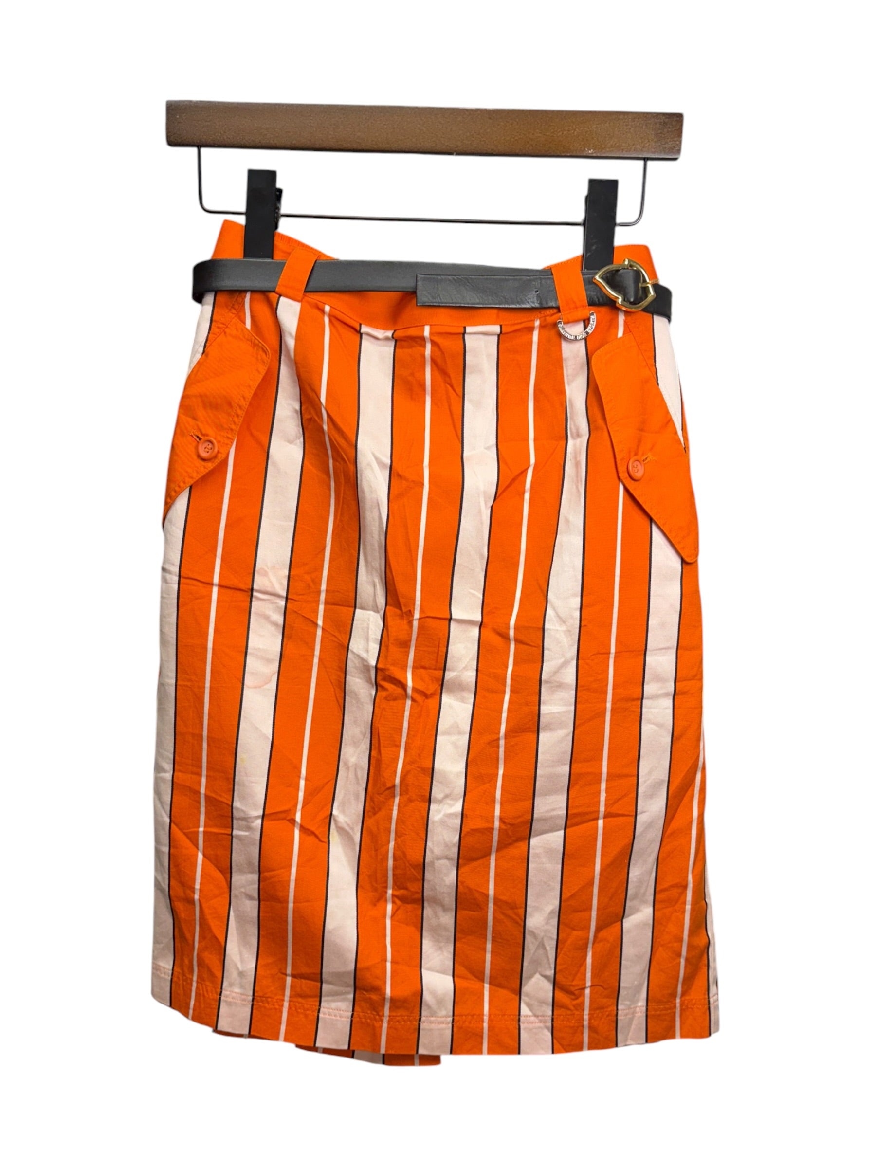 Christian Dior White/Orange Stripped Skirt