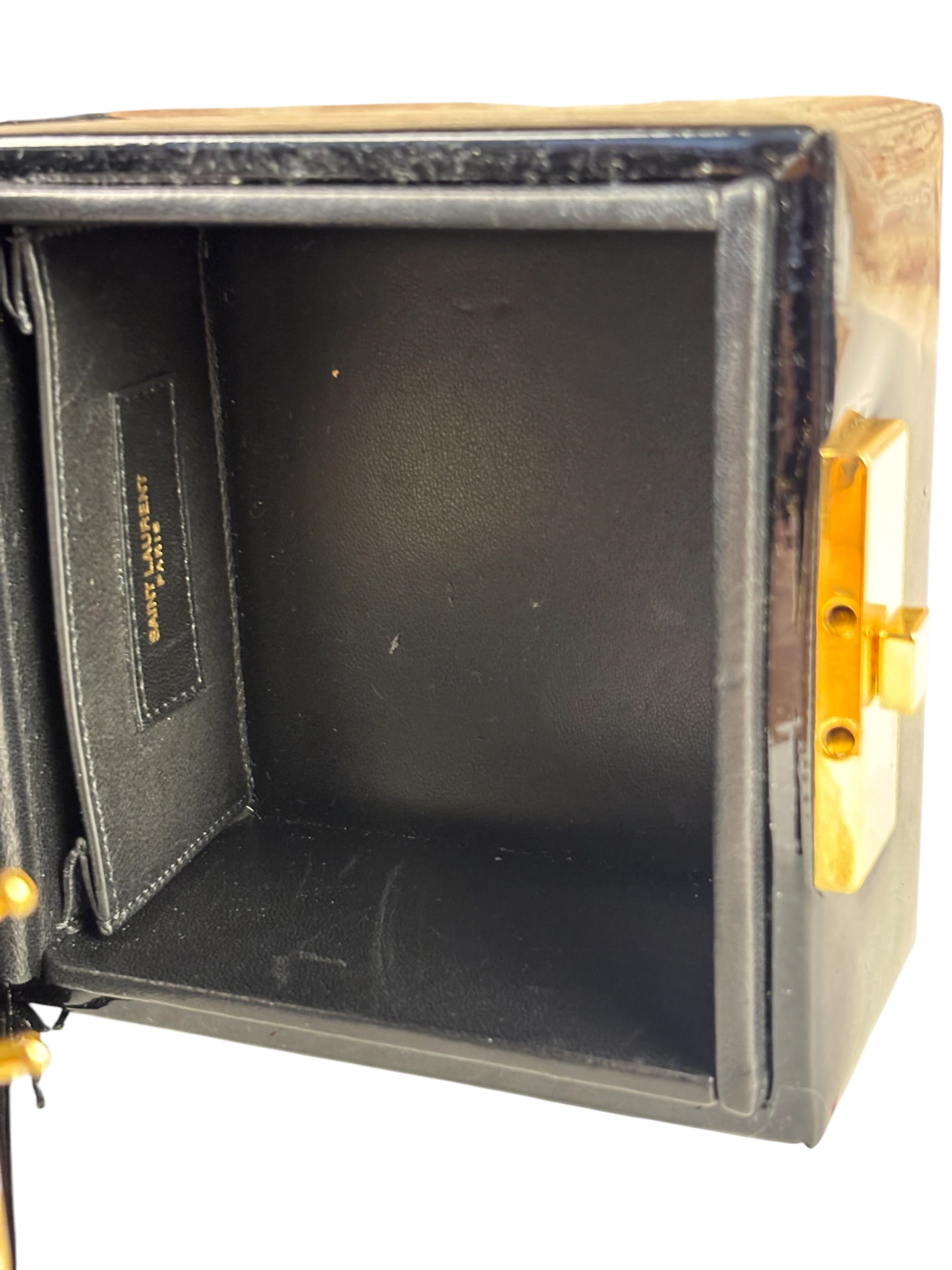 YSL Patent Jerry Cube Box Clutch