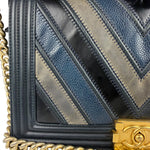 Chanel Tricolor Chevron Leather Old Medium Boy Flap 2016