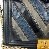 Chanel Tricolor Chevron Leather Old Medium Boy Flap 2016