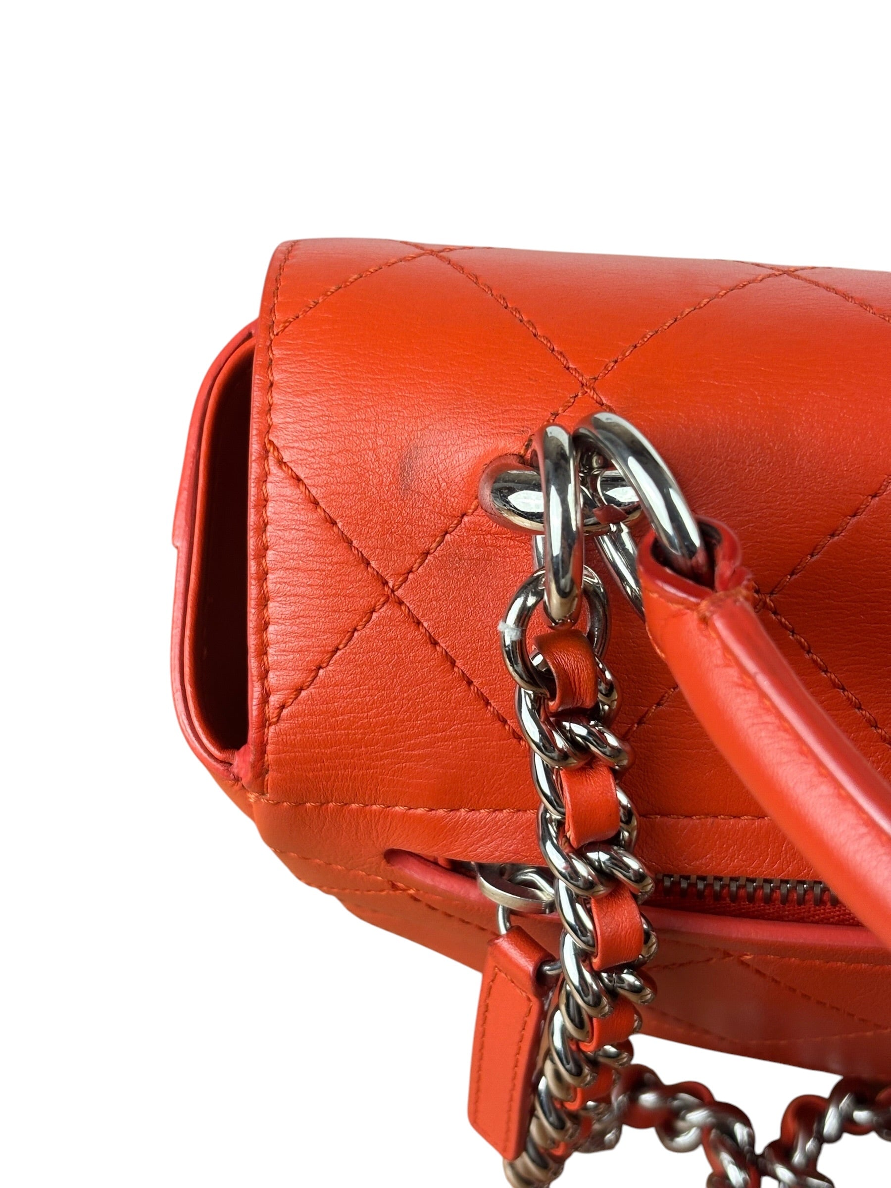 Chanel Red Quilted Calfskin Small Ring My Flap Crossbody Bag 2017