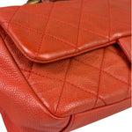 Chanel Red Quilted Caviar Leather Timeless Shoulder Bag 2012