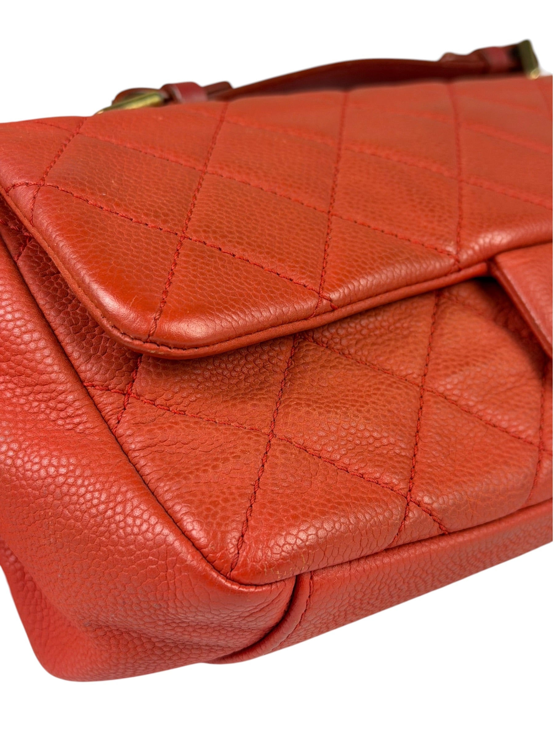 Chanel Red Quilted Caviar Leather Timeless Shoulder Bag 2012
