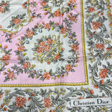 Christian Dior Baby Pink Flower Pattern Silk Scarf