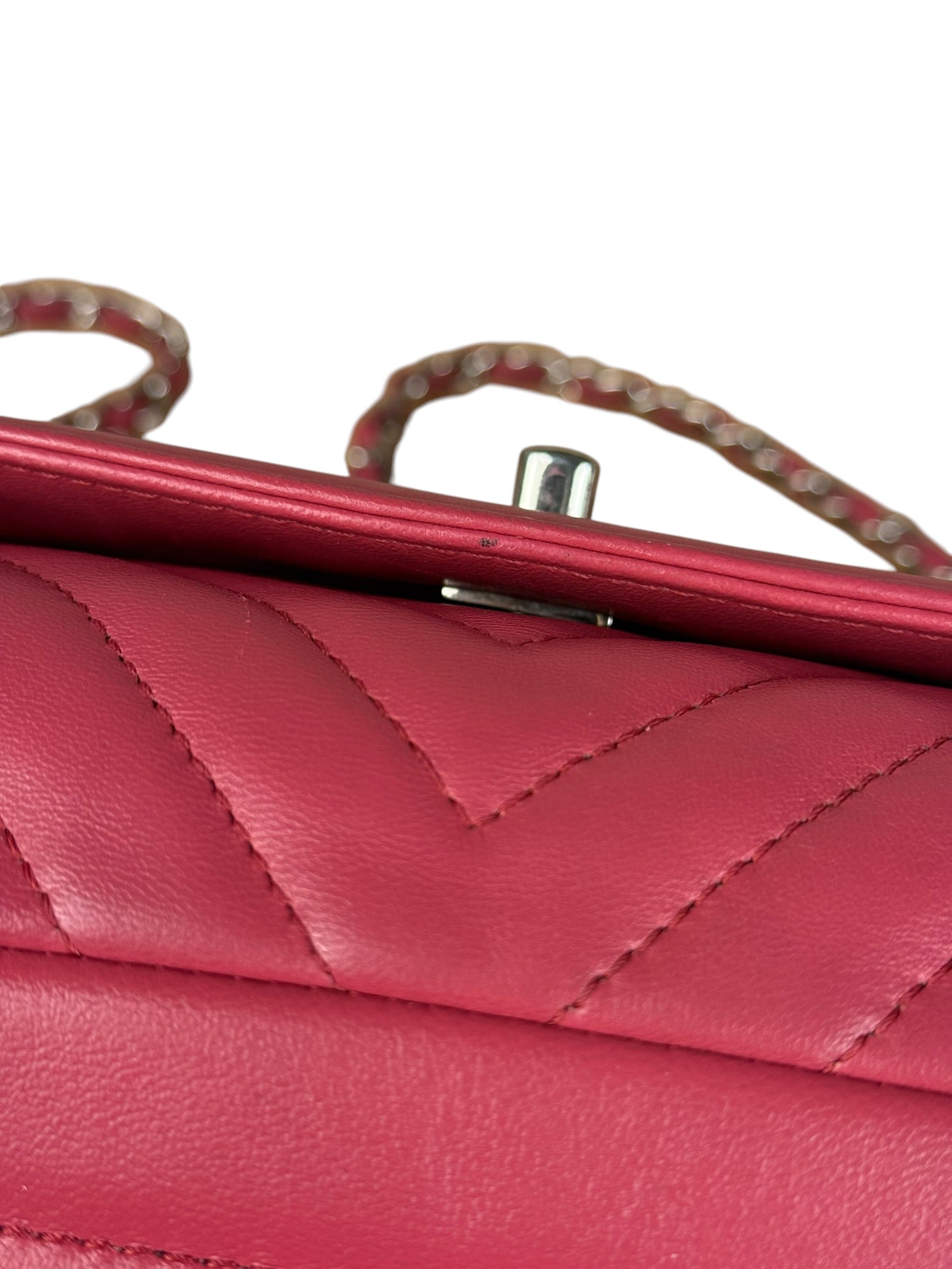 Chanel Pink Chevron Quilted Leather Medium Flap Bag 2018