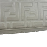 Fendi White Leather FF Flap Baguette