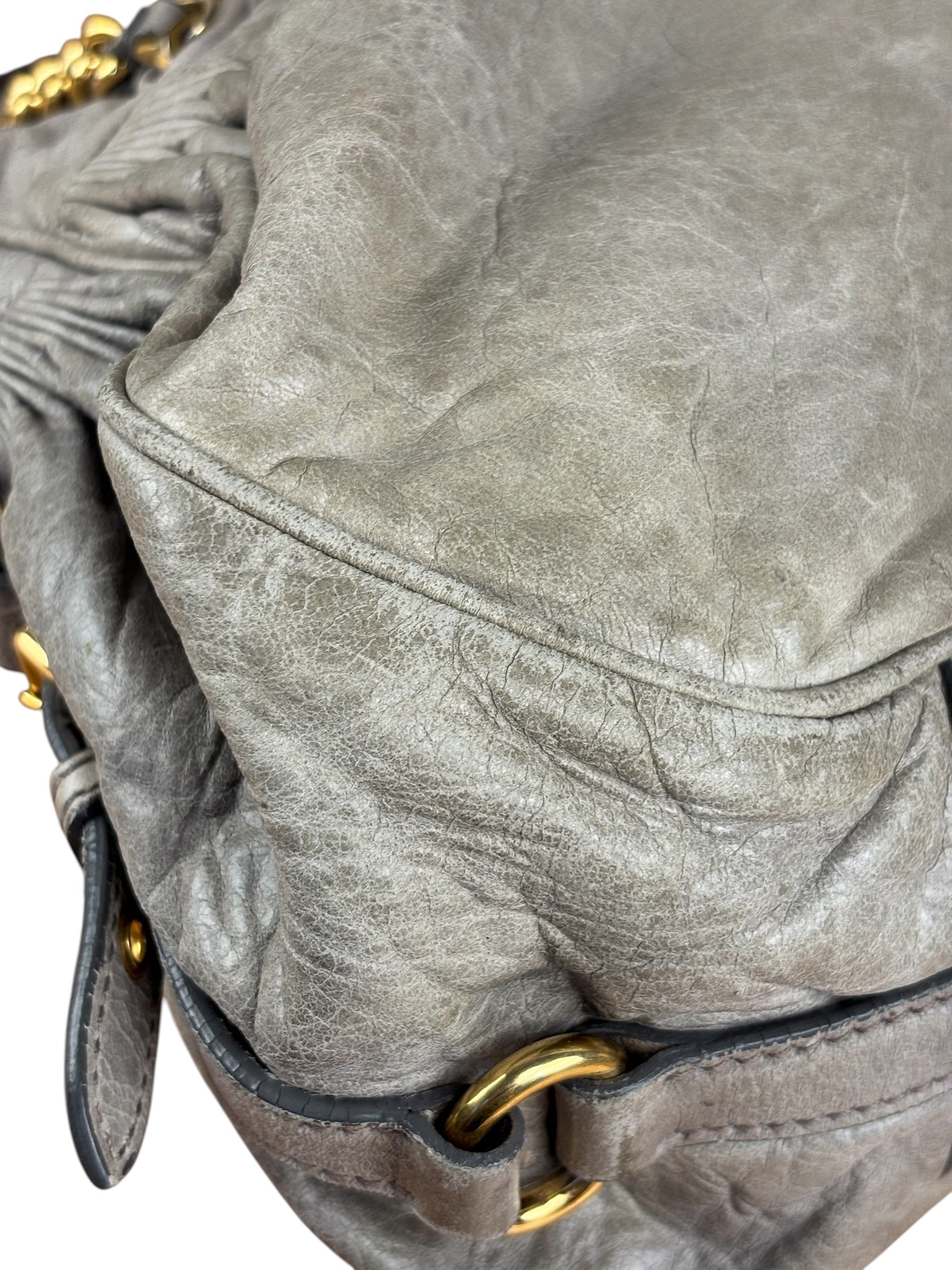 Miu Miu Green Vitello Leather Two-Way Bag