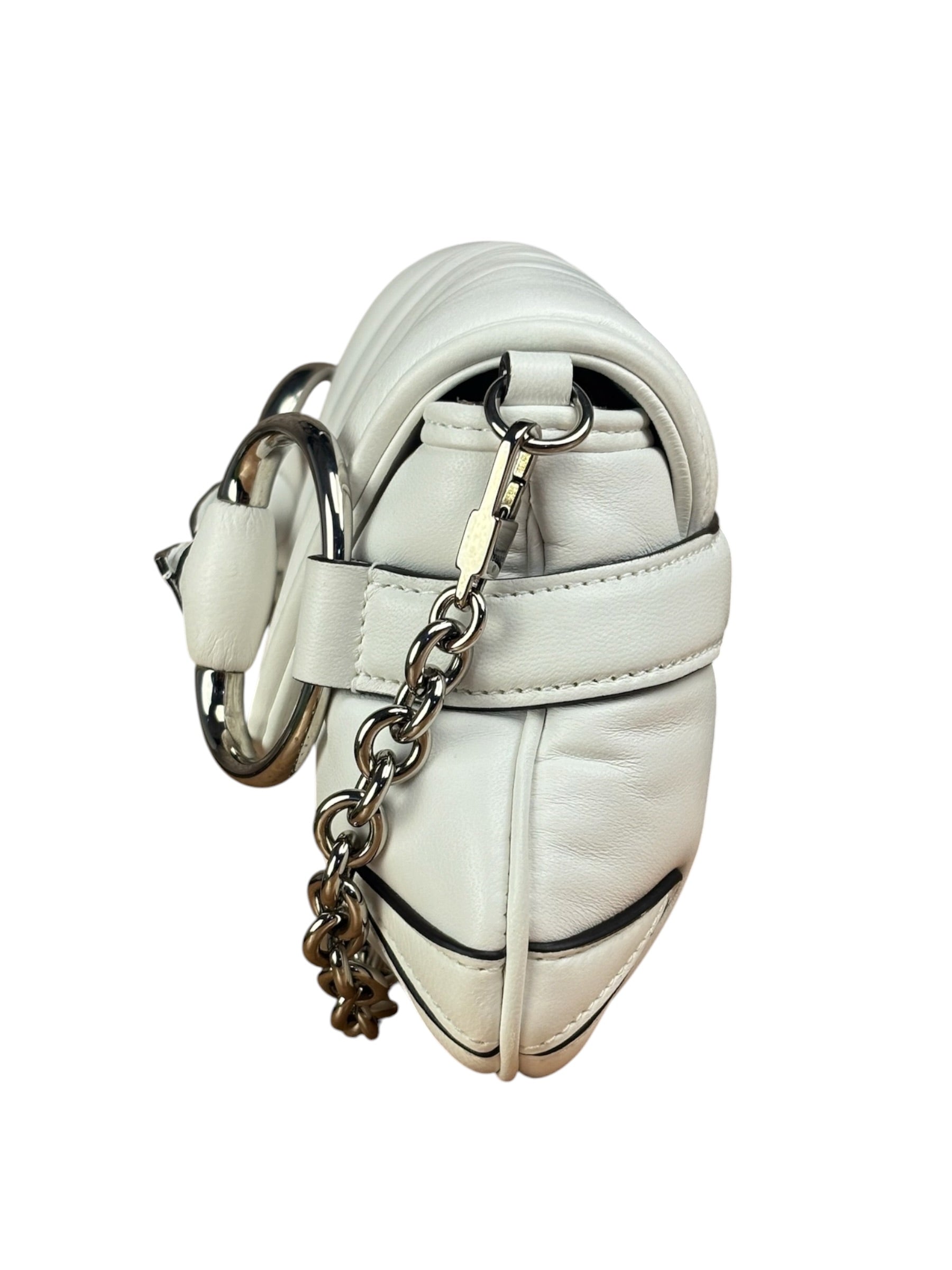 Gucci White Quilted Metelasse Leather Horsebit Chain Shoulder Bag