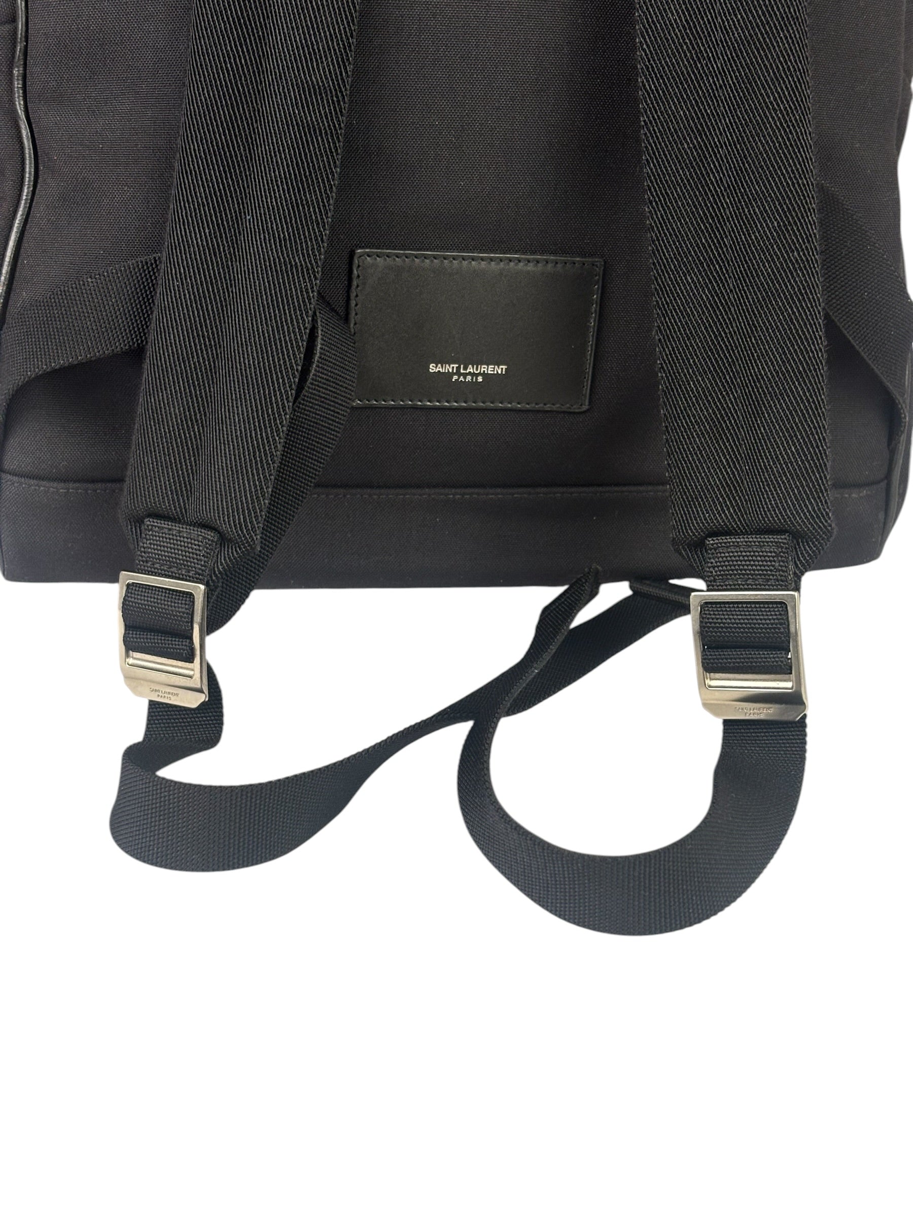 YSL Black Nylon/Leather Trim City Multi-Patch Backpack