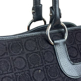 Salvatore Ferragamo Black Leather Trim Gancini Monogram Canvas Shoulder Bag