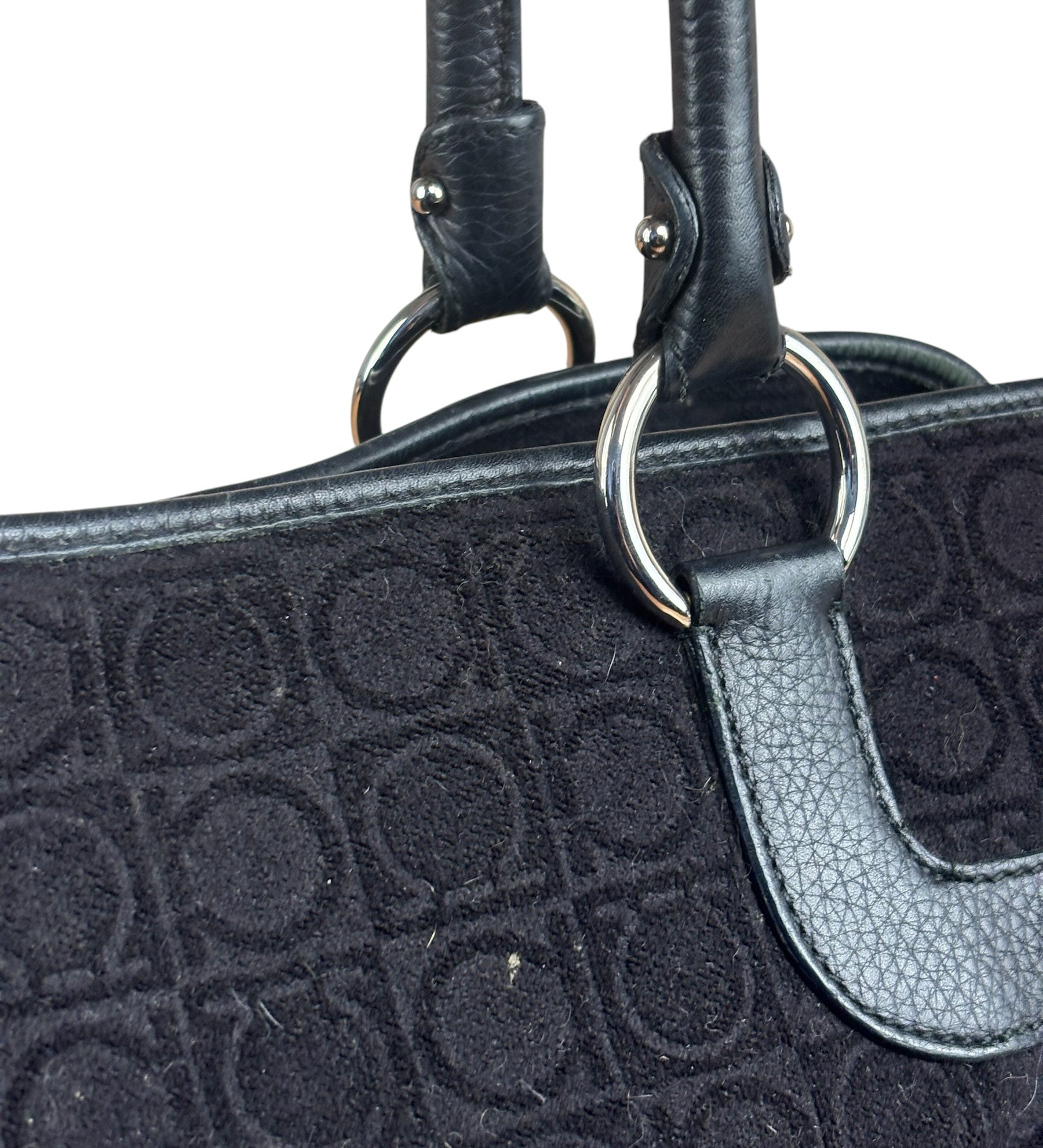 Salvatore Ferragamo Black Leather Trim Gancini Monogram Canvas Shoulder Bag