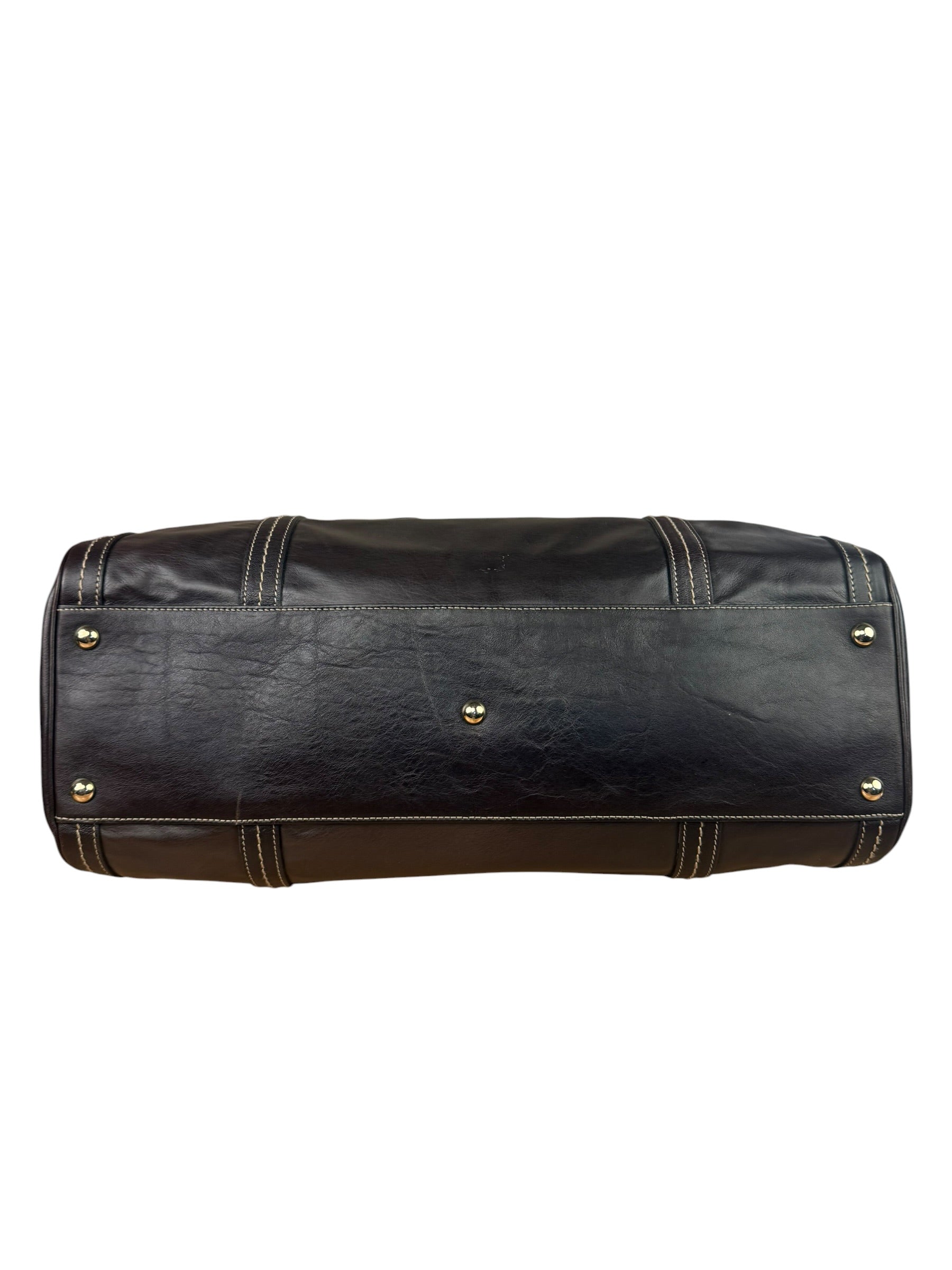 Gucci Vintage Dark Brown Leather Duchessa Boston Handbag