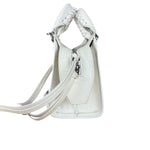 Balenciaga White Croc Embossed S Neo City Bag