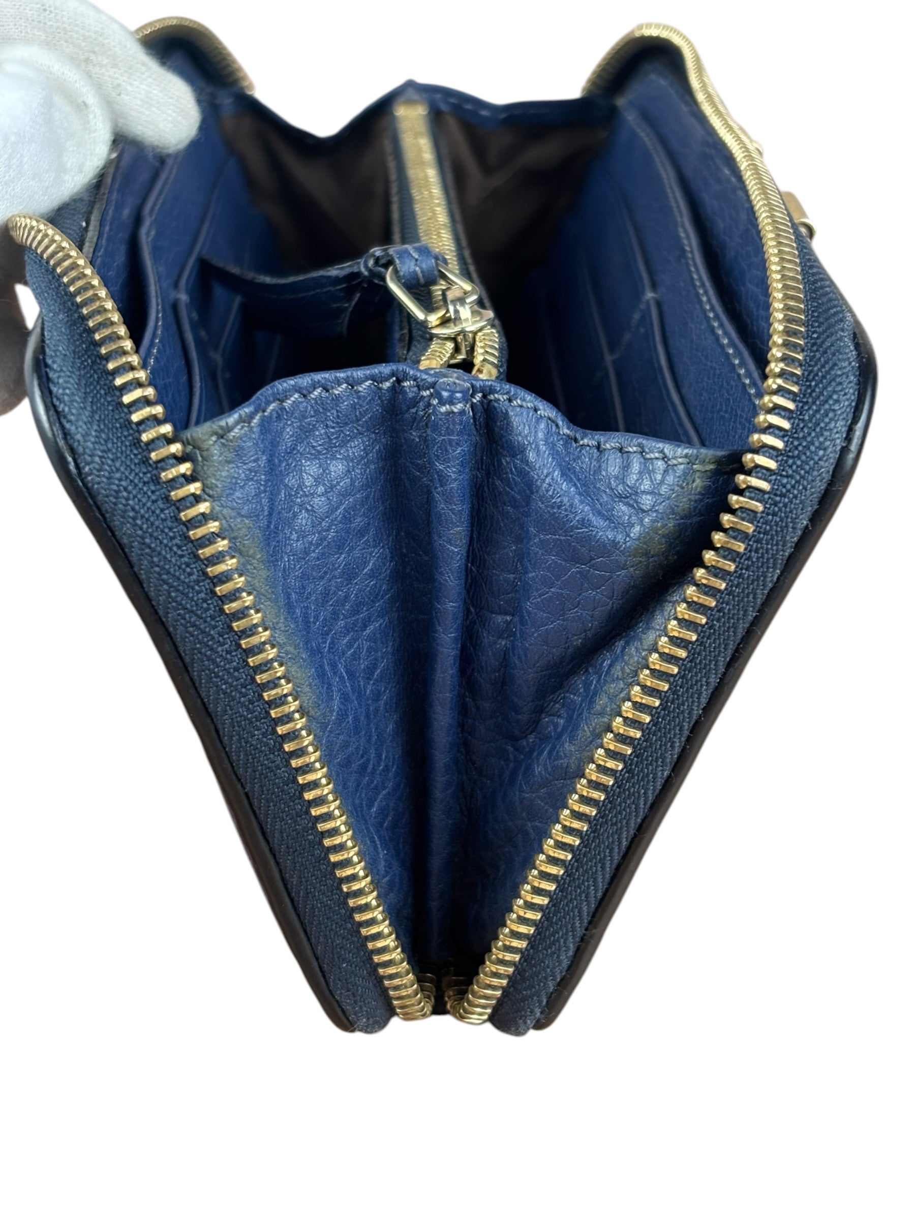 Chloé Dark Blue Leather Marcie Long Zip Wallet