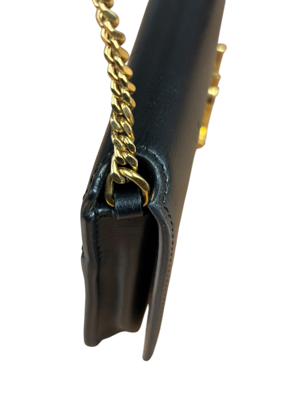 YSL Black Leather Cassandre Shoulder Bag