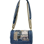 Chanel Blue Denim/Leather Trim Patchwork Boy Flap Bag 2014