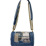 Chanel Blue Denim/Leather Trim Patchwork Boy Flap Bag 2014