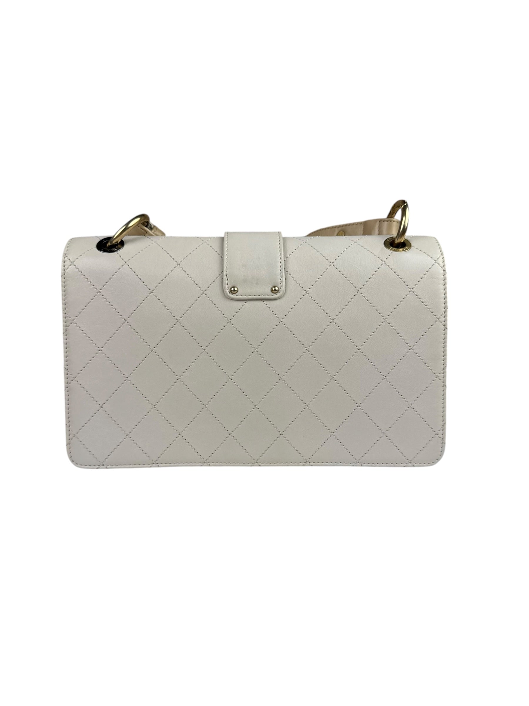 Chanel Cream Quilted Leather Flap Bag 2018