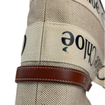 Chloe Brown Leather Trim/Linen Canvas Woody Small Tote