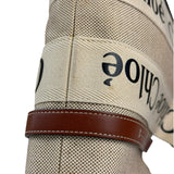 Chloe Brown Leather Trim/Linen Canvas Woody Small Tote