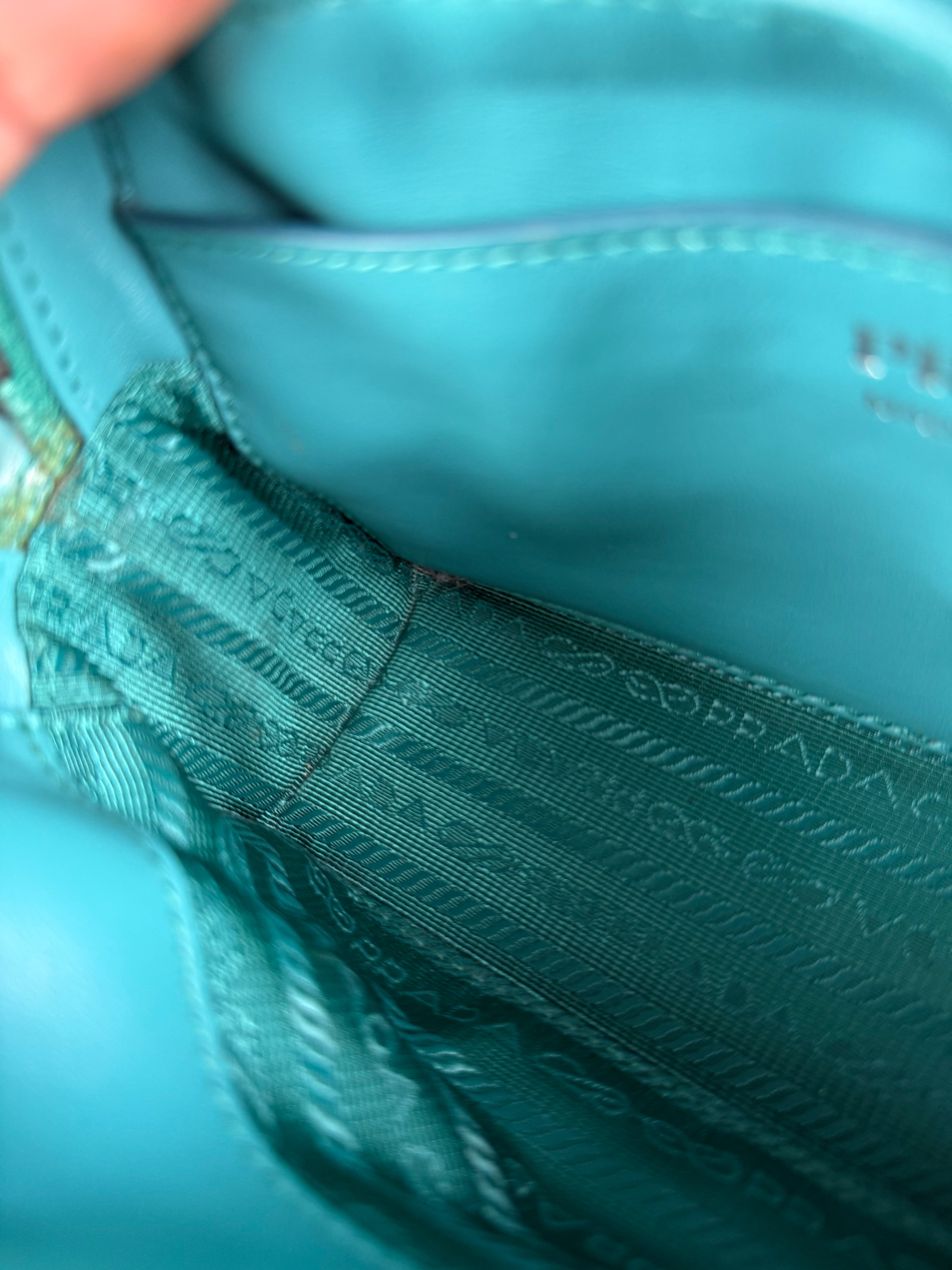 Prada Teal Diagramme Leather Chain Crossbody