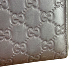 Gucci GG Embossed Metallic Lilac Leather Long Wallet