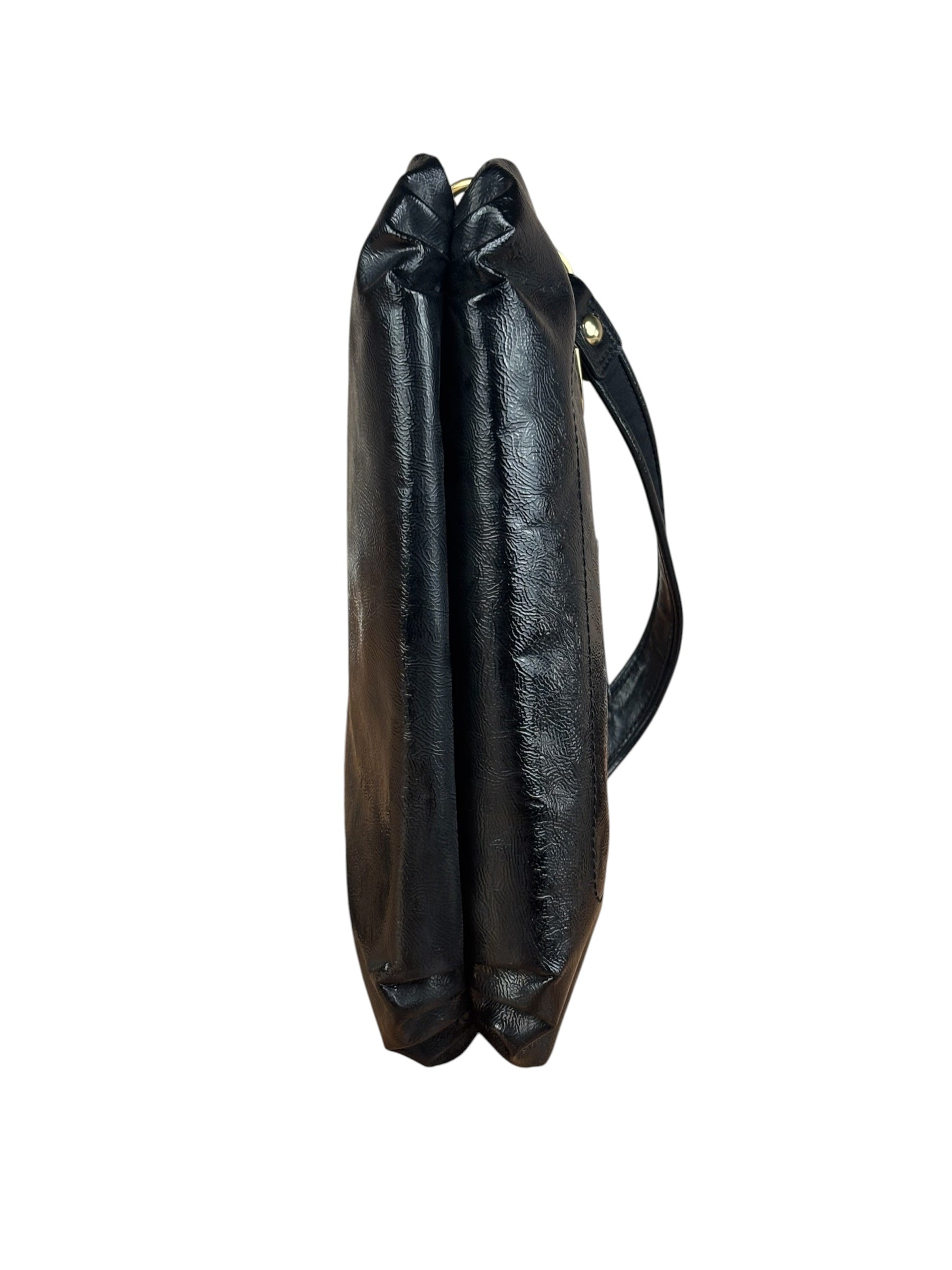 Coach Black Poppy Liquid Gloss Leather Storypatch Hobo Bag
