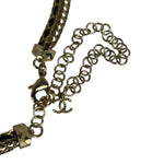 Chanel Black Leather Trim Gold-Tone Chain Choker 22S