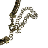 Chanel Black Leather Trim Gold-Tone Chain Choker 22S