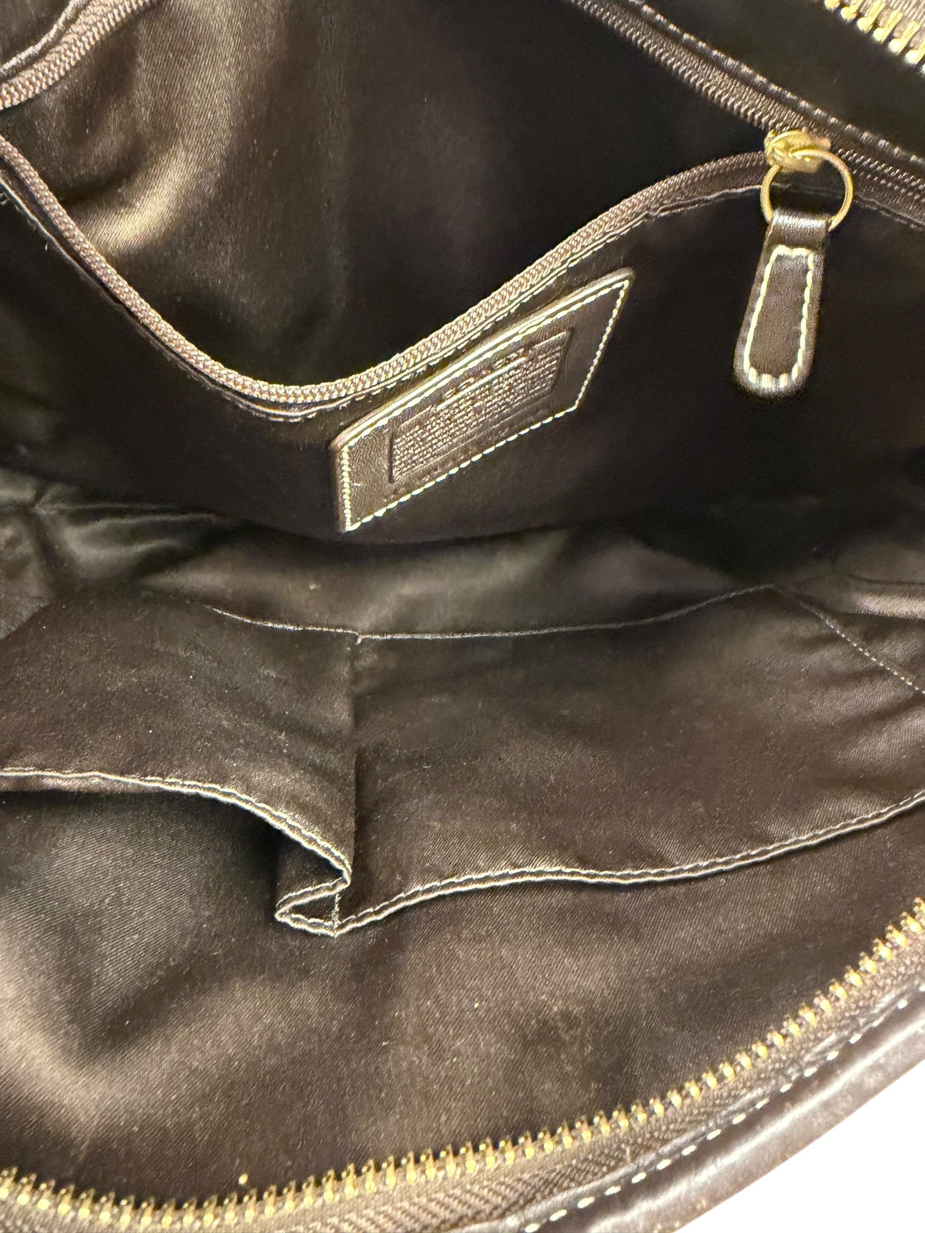 Coach Brown Leather Trim Signature Ergo Hobo Bag