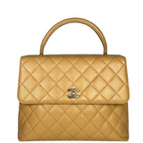 Chanel Beige Calfskin Kelly Top Handle Bag 2001